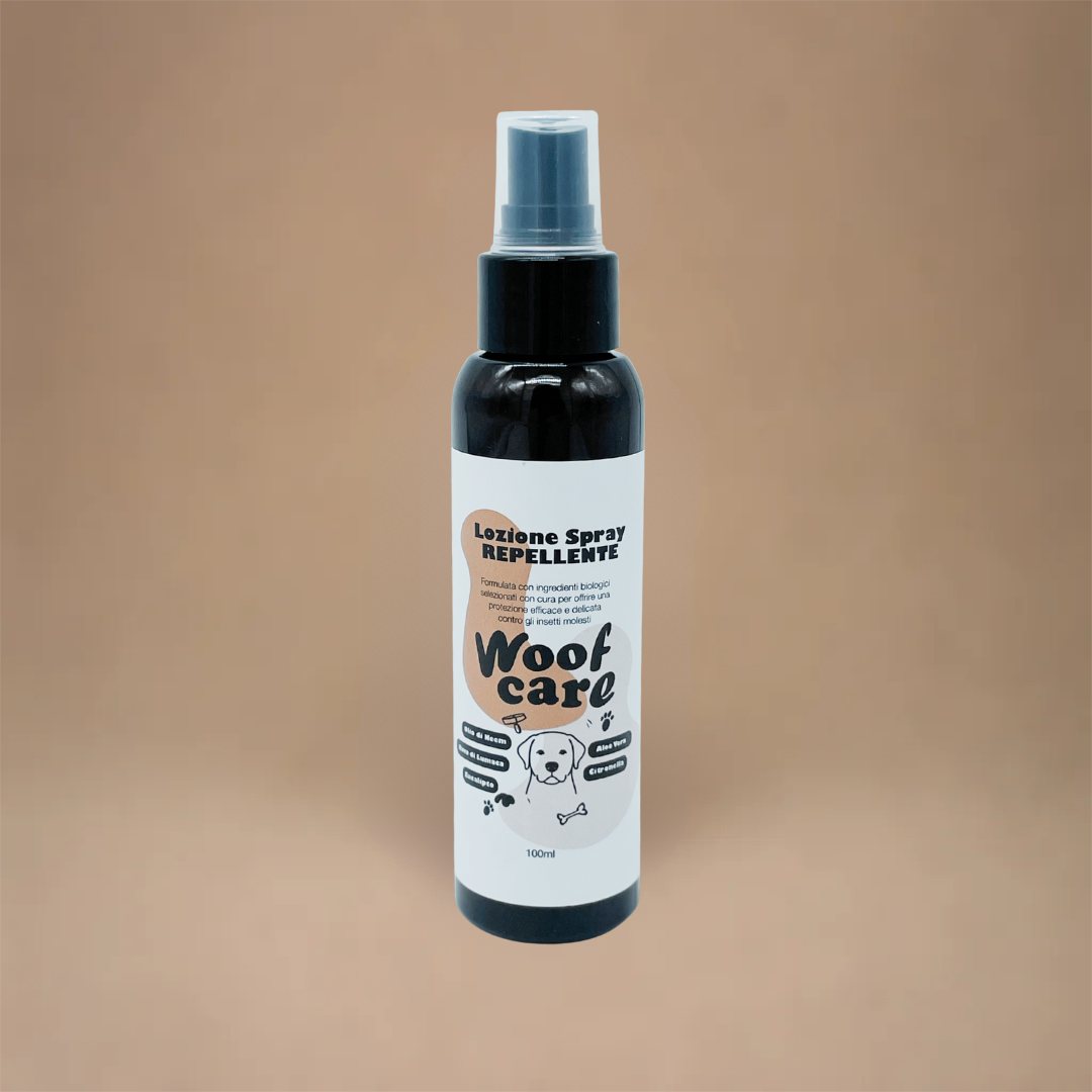 Spray Repellente WoofCare - Protezione Naturale da Insetti e Parassiti per Cane e Gatto