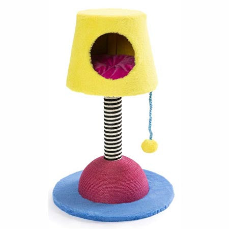 Tiragraffi per Gatti Leopet Funny Lamp con Cuccia a Forma di Lampada | Sisal e Peluche – Ø 49 x 75 cm