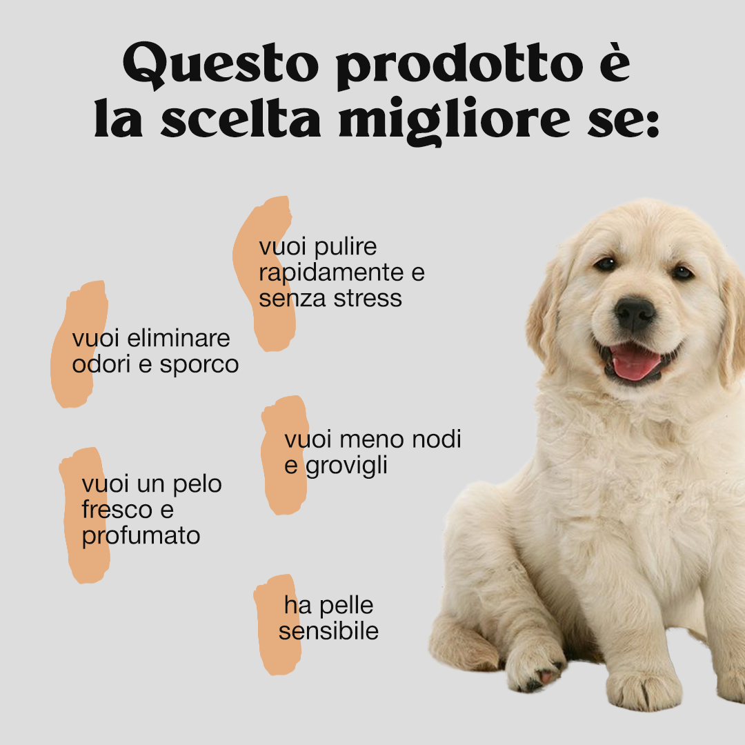 Gel Detergente WoofCare Senza Risciacquo - Pulizia Rapida e Profumata per Cane e Gatto