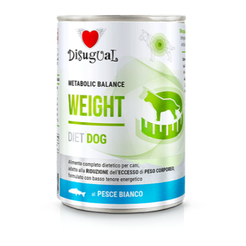 Disugual Diet Dog 
Metabolic Balance
Patè Weight  Cane
gr. 400 Gusto Pesce Bianco