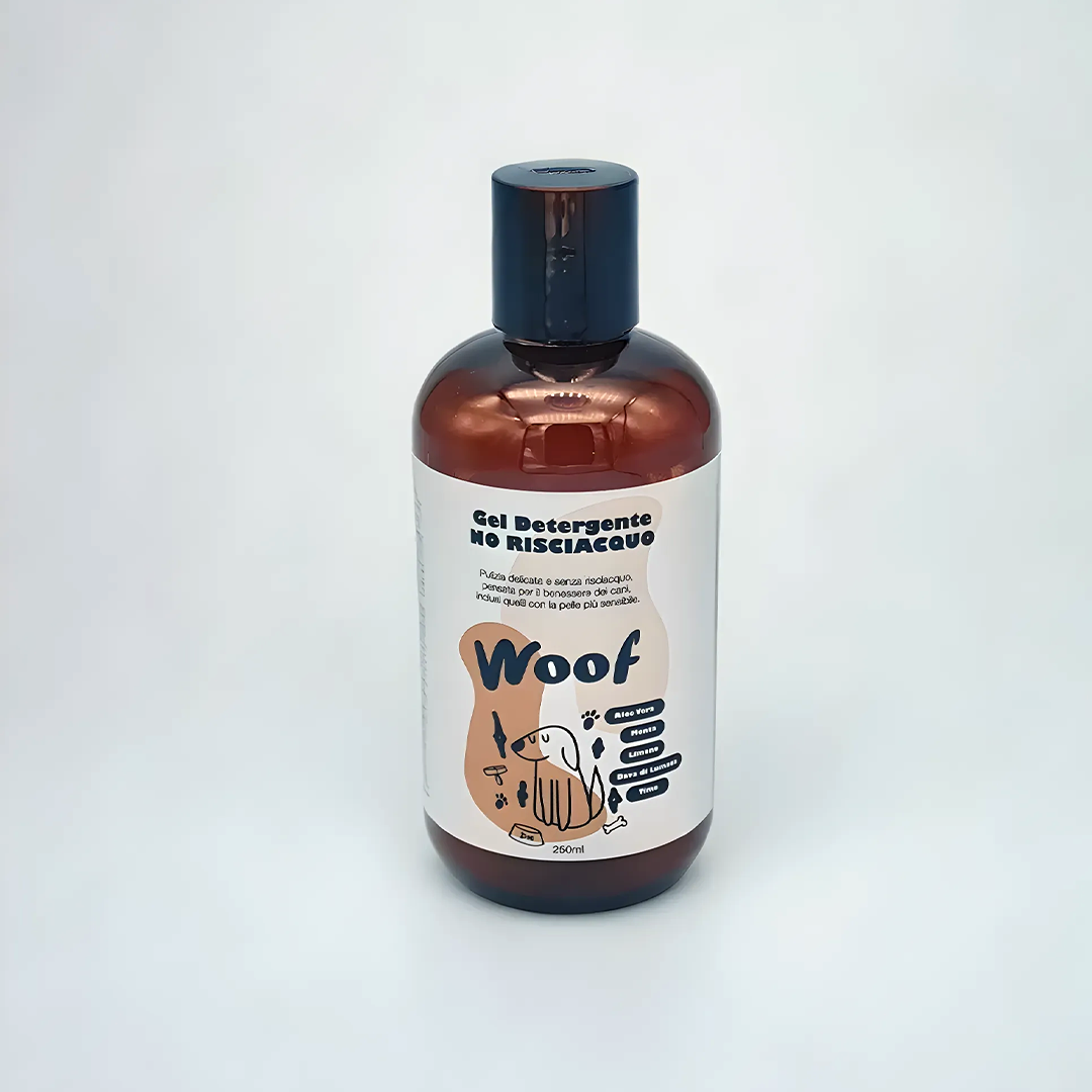 Gel Detergente WoofCare Senza Risciacquo - Pulizia Rapida e Profumata per Cane e Gatto