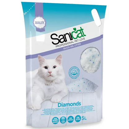 Sanicat Diamonds Fresh – Lettiera in Silicio per Gatti | Bundle 6x5L (30L) | Cattura Odori & Priva di Polvere