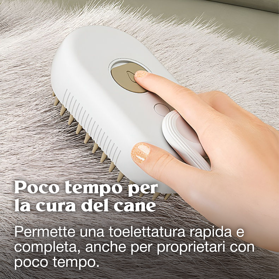 Spazzola Rimuovi Peli WoofPuff™ - Spazzola Elettrica 3 in 1 con Dispenser e Massaggio per Cane e Gatto
