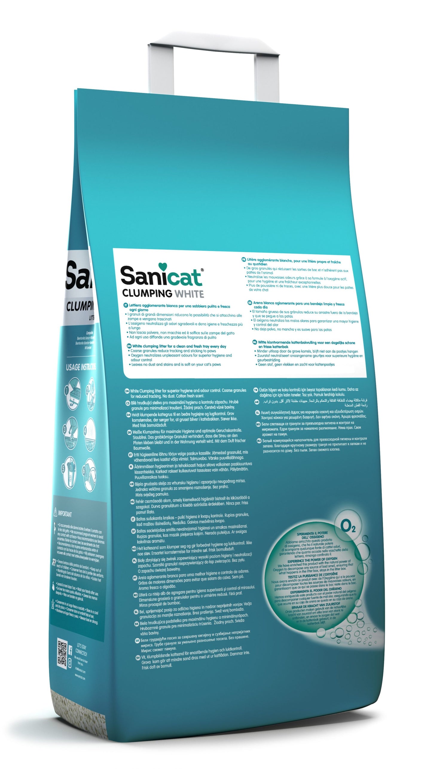 Lettiera Agglomerante per Gatti Sanicat White Clumping 8L | Offerta 3 Confezioni – Bentonite Bianca Senza Profumo