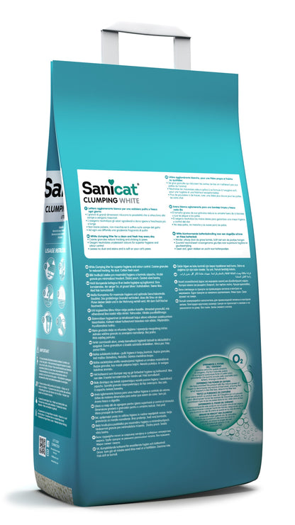 Lettiera Agglomerante per Gatti Sanicat White Clumping | Bentonite Bianca Senza Profumo – 8L