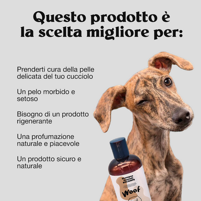 Shampoo Cuccioli Delicato Woof - Naturale con Camomilla, Calendula e Bava di Lumaca 200ml