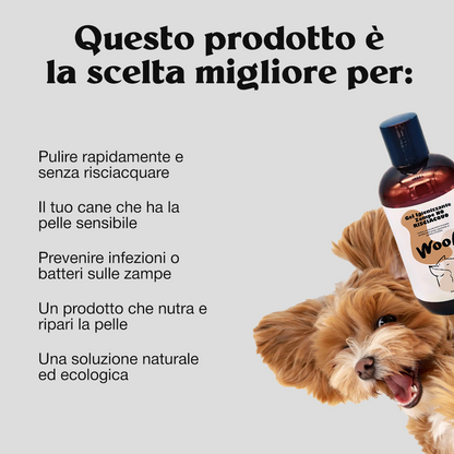 Gel Igienizzante Zampe WoofCare Senza Risciacquo - Formula con Aloe Vera e Bava di Lumaca 250ml