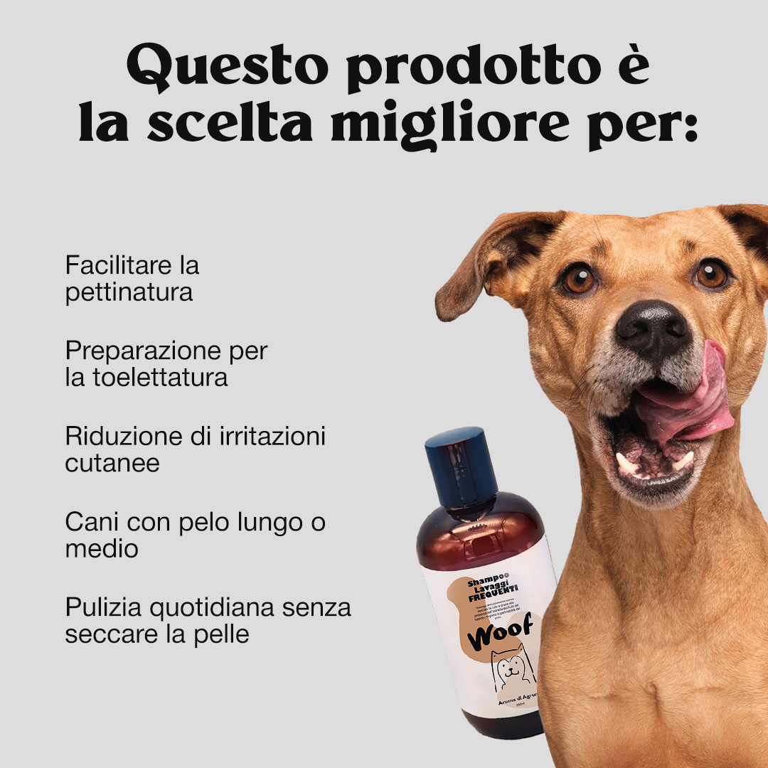 Shampoo Lavaggi Frequenti WoofCare - Formula Delicata con Tea Tree e Luppolo per Cane e Gatto