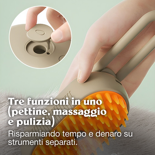 Spazzola Rimuovi Peli WoofPuff™ - Spazzola Elettrica 3 in 1 con Dispenser e Massaggio per Cane e Gatto