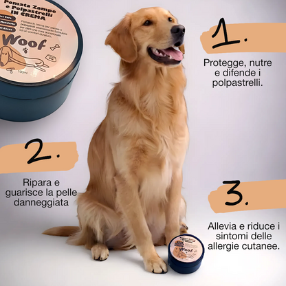 Pomata Protettiva WoofCare per Zampe e Polpastrelli - Crema Nutriente Riparatrice per Cane e Gatto