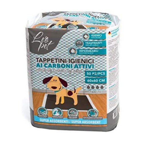 Leo Pet - Traversine per cani carboni attivi mis. cm. 60x60 conf. da pz.50