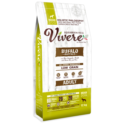 Vivere Holistic Low Grain Cane Adulto Medium – Bufalo, Riso Integrale e Piselli 3 kg