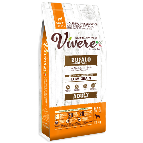 Vivere Holistic Low Grain Cane Adulto Maxi – Bufalo, Riso Integrale e Piselli 12 kg