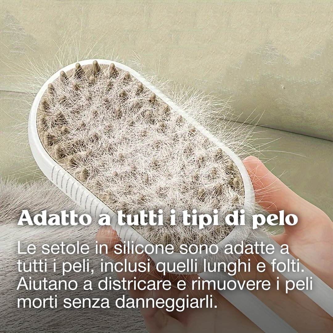 Spazzola Rimuovi Peli WoofPuff™ - Spazzola Elettrica 3 in 1 con Dispenser e Massaggio per Cane e Gatto