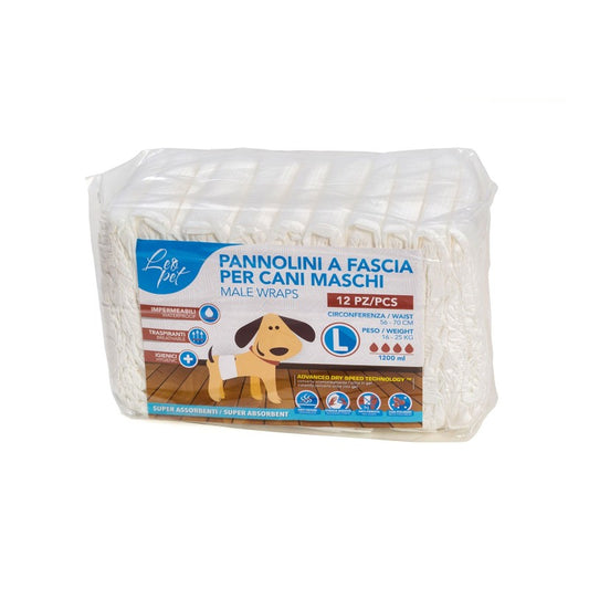 Leo Pet - FASCIA ASSORBENTE PER CANI MASCHI 12PZ MIS. L,

Ø56-70, KG.16-25