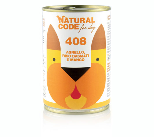 Natural Code DOG 408 gr. 400
AGNELLO RISO BASMATI E MANGO