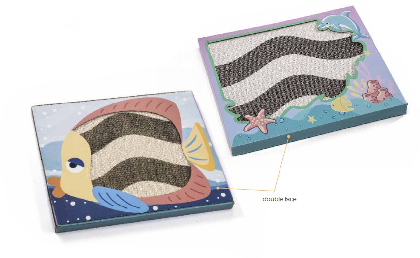 Tiragraffi in Cartone per Gatti LeoPet Acquario Double Face | Reversibile – 38,5 x 32 cm