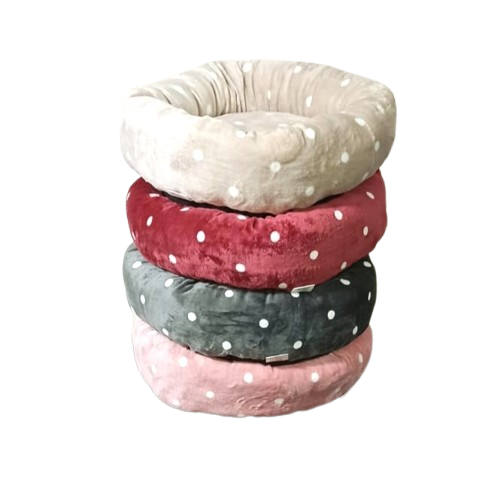 Cuccia Ciambella Leo Pet 50cm Pelliccetta a Pois - Cuscino Fisso Imbottito per Cani e Gatti