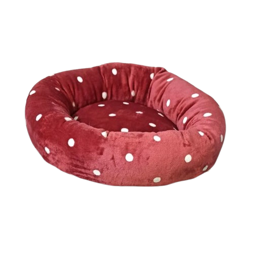 Cuccia Ciambella Leo Pet 50cm Pelliccetta a Pois - Cuscino Fisso Imbottito per Cani e Gatti