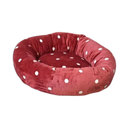 Cuccia Ciambella Leo Pet 50cm Pelliccetta a Pois - Cuscino Fisso Imbottito per Cani e Gatti