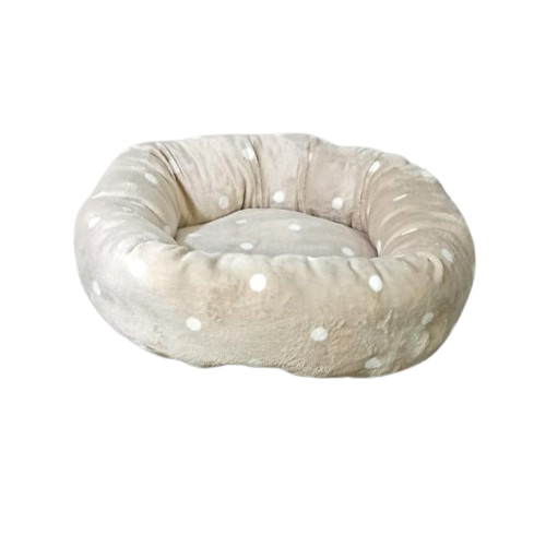 Cuccia Ciambella Leo Pet 50cm Pelliccetta a Pois - Cuscino Fisso Imbottito per Cani e Gatti