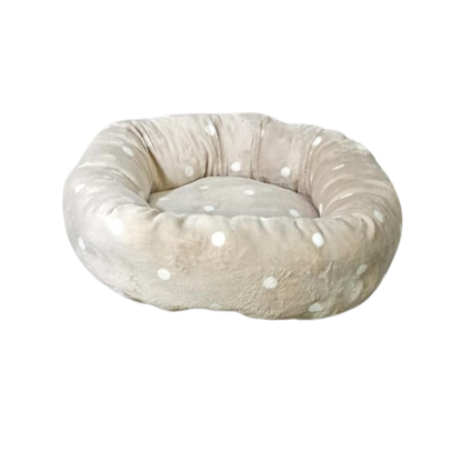 Cuccia Ciambella Leo Pet 50cm Pelliccetta a Pois - Cuscino Fisso Imbottito per Cani e Gatti