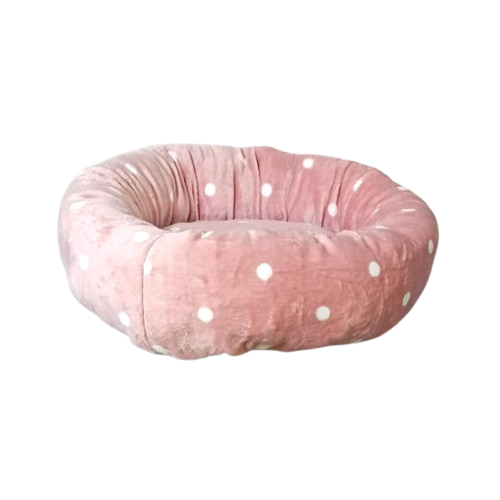Cuccia Ciambella Leo Pet 50cm Pelliccetta a Pois - Cuscino Fisso Imbottito per Cani e Gatti
