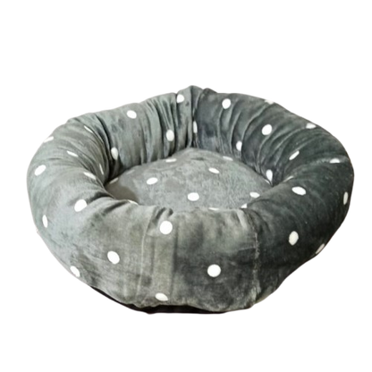 Cuccia Ciambella Leo Pet 50cm Pelliccetta a Pois - Cuscino Fisso Imbottito per Cani e Gatti