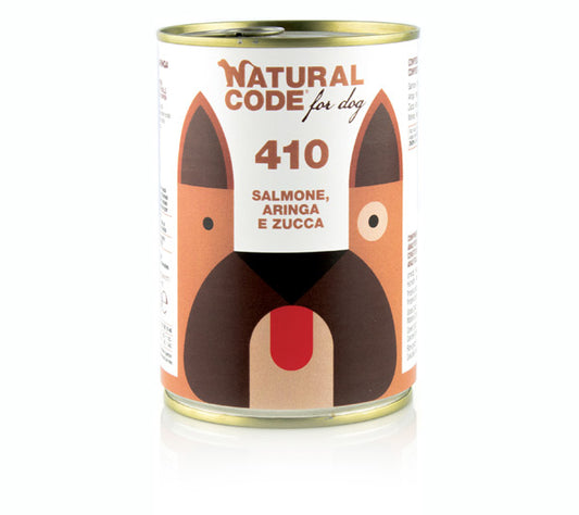 Natural Code DOG 410 gr. 400
SALMONE ARINGA E ZUCCA