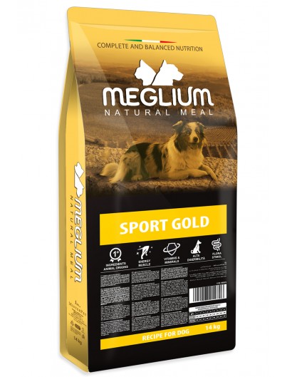 Meglium Gold Sport 15kg - Crocchette Premium con 40% Carni per Cani Attivi e Sportivi