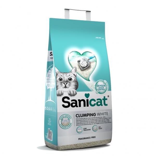 Lettiera Agglomerante per Gatti Sanicat White Clumping 8L | Offerta 3 Confezioni – Bentonite Bianca Senza Profumo