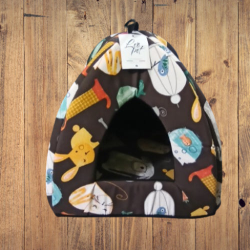 Leo Pet - Tunnel Piramide Cleo con cuscino estraibile geometrico.
 cm. 40 x 40