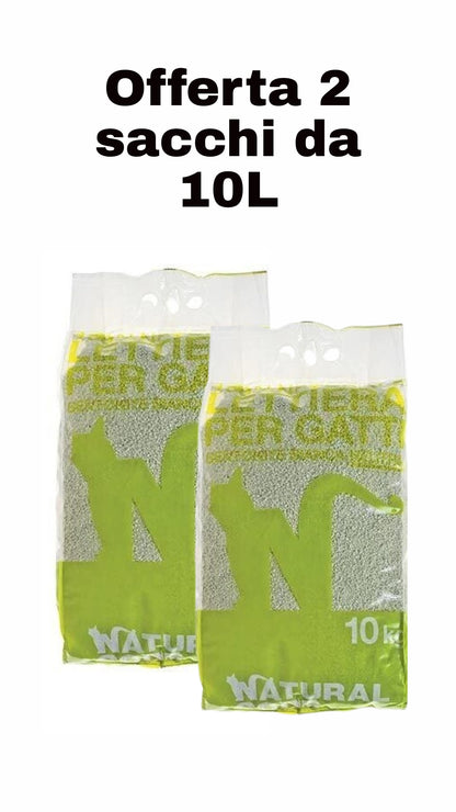 Natural Code - Lettiera Bentonite Agglomerante per Gatti 10L Neutra | 100% Naturale Senza Polvere 2 confezioni