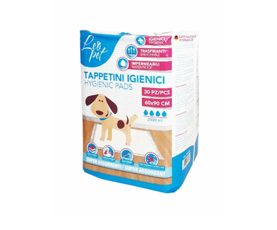 LeoPet ! Traversine Super Assorbenti per Cani 60x90 cm | Tecnologia 5 Strati con Adesivi - Confezione 30 Pezzi